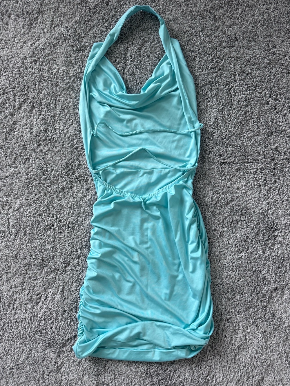 Cotton Candy Aqua Blue Halter Mini Dress